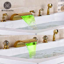 Grifería de bañera con luz LED, mezclador de grifo de bañera con ducha de mano, 5 uds. 2024 - compra barato