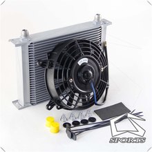Universal 28 Row Engine 10AN Oil Cooler + 7" Electric Cooling Fan For Racing Car 2024 - buy cheap