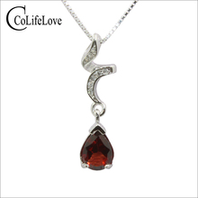 100% real garnet pendant for evening party 6mm*8mm natural wine red garnet pendant solid 925 sterling silver garnet fine jewelry 2024 - buy cheap