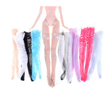 Random 4 Pcs/lot Colourful Lace Socks Mixed Style Long Stockings Daily Casual Wear Clothes For Girl Doll Accessories Gifts Toy 2024 - buy cheap