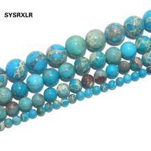 Natural Stone Lake Blue Sea Sediment Turquoises Imperial Jaspers Beads For Jewelry Making Fit DIY Bracelet Necklace 4 6 8 10 MM 2024 - buy cheap
