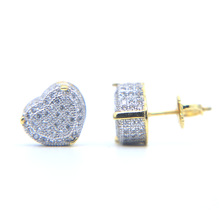 Top Quality genuine AAA+ sparking gold silver color micro pave cubic zirconia cz heart shape hip hop women screwback earring 2024 - buy cheap