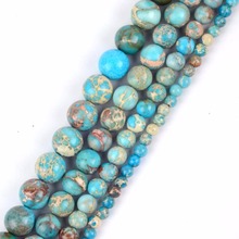 Wholesale 4 6 8 10mm Natural Stone Beads Lake Blue Sea Sediment Jaspers Round Beads For Jewelry Making Diy Bracelet Necklace 2024 - buy cheap