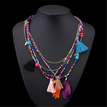 Collares de pluma y colgantes multicolor para mujer, cadena, collar llamativo, joyería étnica para regalos personalizados 2024 - compra barato