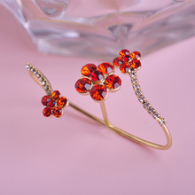 Korean New Arrival Zircon Red Plum Flowers Double Rings for Women Two Fingers Adjustable Aros Red Gold Color Mujer Party Bague 2024 - buy cheap