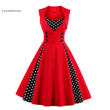Женское винтажное платье без рукавов Charmian, повседневное вечернее лоскутное платье в стиле рокабилли, на лето 2024 - купить недорого