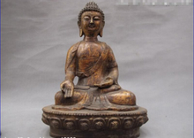 USPS to USA S0197 14" Tibet Buddhism Fane Classic Copper Bronze Sakyamuni Tathagata Buddha Statue 2024 - buy cheap