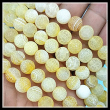 47pcs nature crack yellow stone beads semi precious stone strings round shape size 8mm for bracelets making diy accessories 2024 - buy cheap