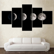 Pintura de la luna cambiante, póster artístico Modular moderno para sala de estar, decoración del hogar, 5 piezas 2024 - compra barato