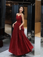 2020 V-Neck Beads Bodice Open Back A Line Long Evening Dress Party Elegant Vestido De Festa Party Dress Robe De Soiree LF406 2024 - buy cheap