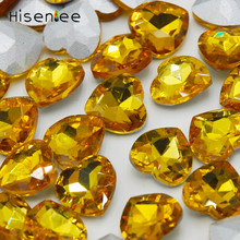 Hisenlee Topaz Clear Point Back Heart Shaped Crystal Glass Rhinestone For Home Evening Dress Jewelry Decoration Stone 2024 - buy cheap