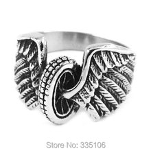 Free shipping! Eagle Wings Motorcycles Tire Biker Ring Stainless Steel Jewelry New Design Fashion Motor Biker Men Ring SWR0313 2024 - buy cheap