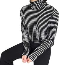 Long Sleeve T-Shirt Women Super Sexy Turtleneck Striped Pullover Tops Summer Casual Clothes Graphic Tees 2024 - buy cheap