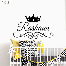 STIZZY Wall Decal Prince Crown Personalized Name Vinyl Wall Stickers For Kids Boys Room Gift Home Decor Custom Name Art DIY B727 2024 - buy cheap