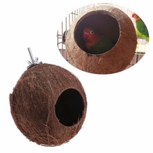 Птица Финча гнездо для попугая скорлупы кокосового ореха висит цепная клетка игрушки качели для дома птицы гнездо для домашних животных C42 2024 - купить недорого