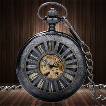 Подвеска в стиле стимпанк Элегантные Мужские часы-скелетоны, прозрачные автоматические механические Ретро Винтажные римские Весы ожерелье карманные часы 2024 - купить недорого