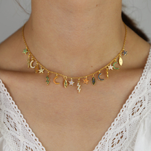 Gold filled fashion statement female choker chain colorful multi charm charming luxury women necklace 2024 - buy cheap