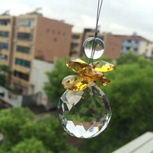 Pingente de contas octogonal em vidro dourado, bela bola facetada de coletor de sol, para lustre, peças de lâmpada, casamento, decoração de suspensão 2024 - compre barato
