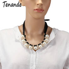 Tenande Statement Black Rope Chain Beads Crystal Simulated Pearl Choker Necklaces for Women Luxurious Jewelry Femme Bijuterias 2024 - buy cheap