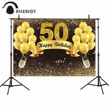 Allenjoy photography 50th birthday backdrops golden balloon Ribbon Champagne luxury party photo background photocall photophone 2024 - buy cheap