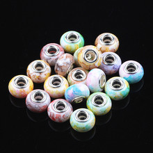 14MM Mixed Colorful  Resin Bead Charm Loose Big Hole Fits For European Jewelry Finding Bracelet 100pcs/lot 2024 - buy cheap