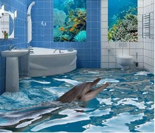 3d floor wallpapers  Waterproof floor self-adhesive ocean dolphin 3D room wallpaper floor Home Decoration 2024 - buy cheap