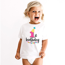 Детская футболка с принтом с цифрами 1-9 для мальчиков и девочек, летняя белая футболка, детская одежда с цифрами для подарка на день рождения 2024 - купить недорого