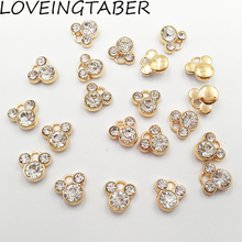 30 unids/lote de colgantes de diamantes de imitación de Minnie, amuleto pequeño de Color dorado, 13mm x 13mm, accesorios para manualidades 2024 - compra barato