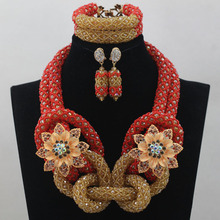 Gorgeous  African Party  Jewelry Sets Popular Nigerian Beaded Jewelry New Item Wholesale  Free Shipping hx237 2024 - buy cheap