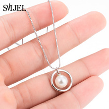 SMJEL Circle Pendant Necklace Round Necklace Women 2018 Geometric Jewelry Invisible Chain Necklace Pearl Jewelry Gift SYXL138 2024 - buy cheap