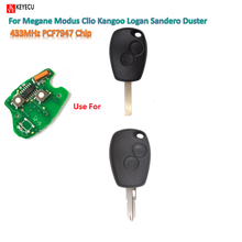 Keyecu-placa para controle remoto, 2 botões, para renault duster modus clio 3 twingo dacia logan sandero, 433mhz, chip pcf7947 2024 - compre barato