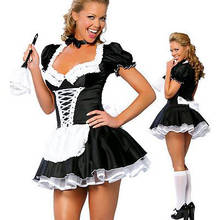 Высокое качество Сексуальная взрослая горничная костюм Хэллоуин вечернее изящное платье с коротким рукавом сексуальный костюм французской горничной 2024 - купить недорого