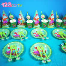 Decoração para festa de aniversário infantil, talher de dinossauro descartável para chá de bebê, garfo, guardanapo, utensílios para mesa 2024 - compre barato