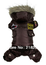 Brown Small Dog Apparel Airman Fleece Winter Coat Snowsuit Hooded Jumpsuit Waterproof Outdoor Padded Dog Cat Parka Jacket Cloth 2024 - buy cheap