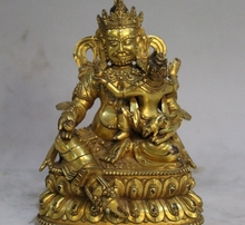 9" Tibet Buddhism Temple Old Bronze 24K Gold Delight Yellow Jambhala Buddha 2024 - buy cheap