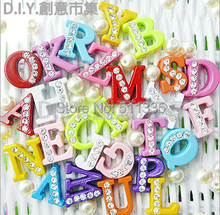 Wholesale 130pcs/lot 8mm A-Z Enamel Half Rhinestone slide letter DIY Alphabet Charms 2024 - buy cheap