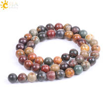 CSJA Wholesale Natural Stone Colorful Picasso Round Loose Beads Semi-finished Products for Jewelry Making Necklace Bracelet F189 2024 - buy cheap