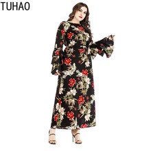 TUHAO  Maxi Long Plus Size Women Dress 6XL 5XL Woman Bohemian Style Ruffles Sleeve Beach Dresses Large Size Dress 4XL 3XL 2024 - buy cheap