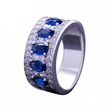 Женские серебряные кольца с голубым сапфиром Red Trees, из серебра 925 пробы, для свадьбы и помолвки 2024 - купить недорого