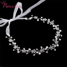 Plant Shape Flower Crystal Pearl Wedding Headpiece Hair Accessories Jewelry Handmade Sliver Bride Hair Vine Headband RE3194 2024 - buy cheap