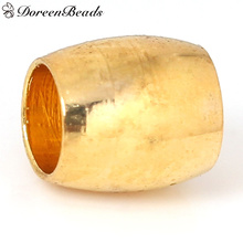 DoreenBeads Copper Spacer Beads Barrel gold color About 4mm( 1/8") x 3mm( 1/8"), Hole:Approx 2.3mm, 100 PCs 2024 - buy cheap