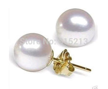 Envío libre un par 10.5-11mm blanco Top grado AAAA Akoya perla pendientes 2024 - compra barato