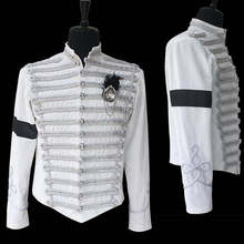 Disfraz de Michael Jackson para hombre y mujer, chaqueta blanca, traje militar para Cosplay, MJ, Halloween, L320 2024 - compra barato