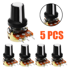 5pcs/set Mini Potentiometer 10K OHM 3 Pins Linear Mono Stereo Pot Rotary 15mm Resistor Potentiometer with Knobs 2024 - buy cheap