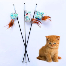 1pcs Cat Teaser Wand With Feather Catnip Plush Mice Kitten Interactive Toy cat teaser stick 2024 - buy cheap