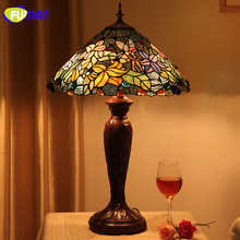 Настольная лампа FUMAT из витражного стекла, лампа в европейском стиле с цветами, прикроватная лампа для гостиной, домашний декор, осветительные приборы 2024 - купить недорого