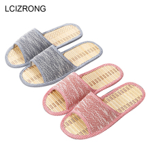 LCIZRONG Autumn Couple Home Slippers Women Bamboo Mat Insole Cool Comfortable Flat Bedroom Slippers Unisex Beach Slapping Woman 2024 - buy cheap