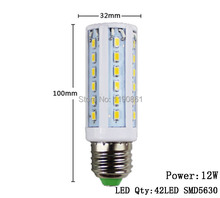 E27 12W LED Corn bulb lamp SMD 5730 42leds Warm white/white 110-240V free shipping 10pcs/lot 2024 - buy cheap