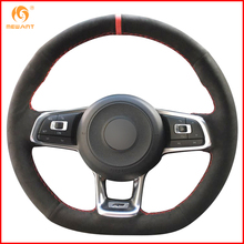 MEWANT Black Suede Car Steering Wheel Cover for Volkswagen Golf 7 GTI Golf R MK7 VW Polo GTI Scirocco 2015 2016 Accessories 2024 - buy cheap