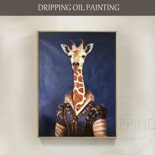 Special Design Artist Hand-painted Beautiful Giraffe Oil Painting on Canvas Luxury Realist Animal Oil Painting for Wall Decor 2024 - buy cheap